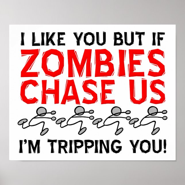 Zombies Tripping Funny Poster (Front)