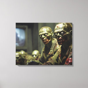  zombies watching Russian tv propaganda Canvas Print