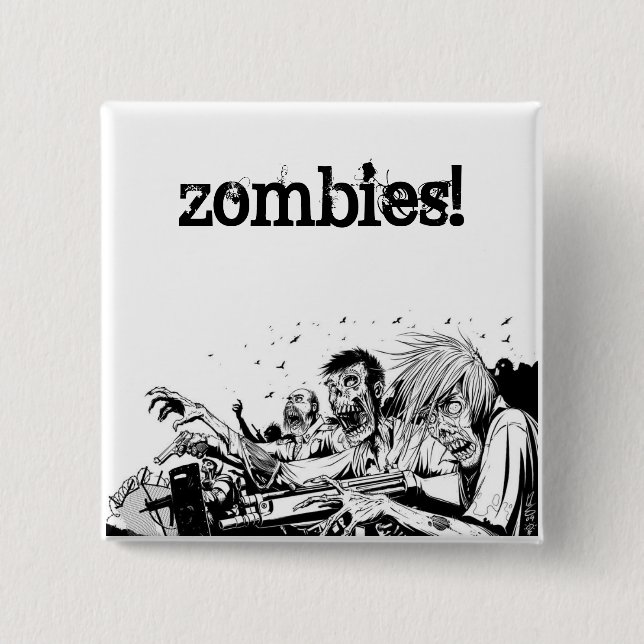 Zombies with Guns 15 Cm Square Badge (Front)