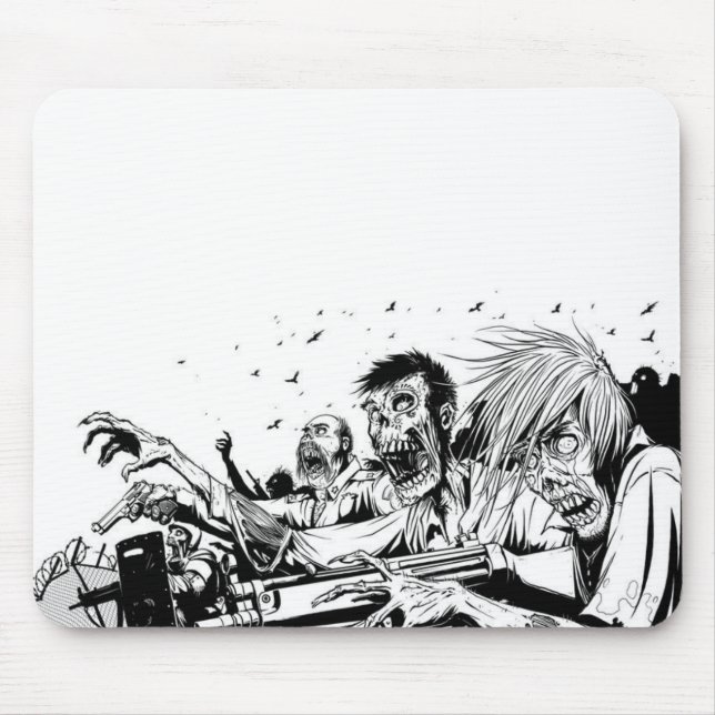 Zombies with Guns Mouse Mat (Front)