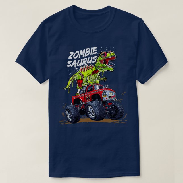 Zombiesaurus Dinosaurrex Riding T-Shirt (Design Front)