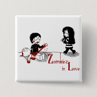 Zombiez in love 15 cm square badge