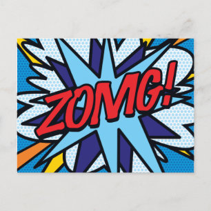 ZOMG Fun Retro Comic Book Pop Art Announcement Postcard