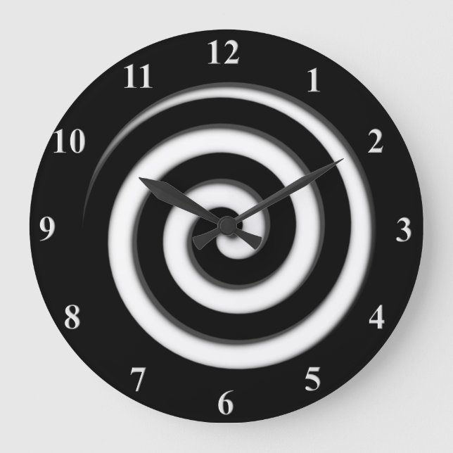 Zone Out Black Spiral Hypno Wall Clock (Front)
