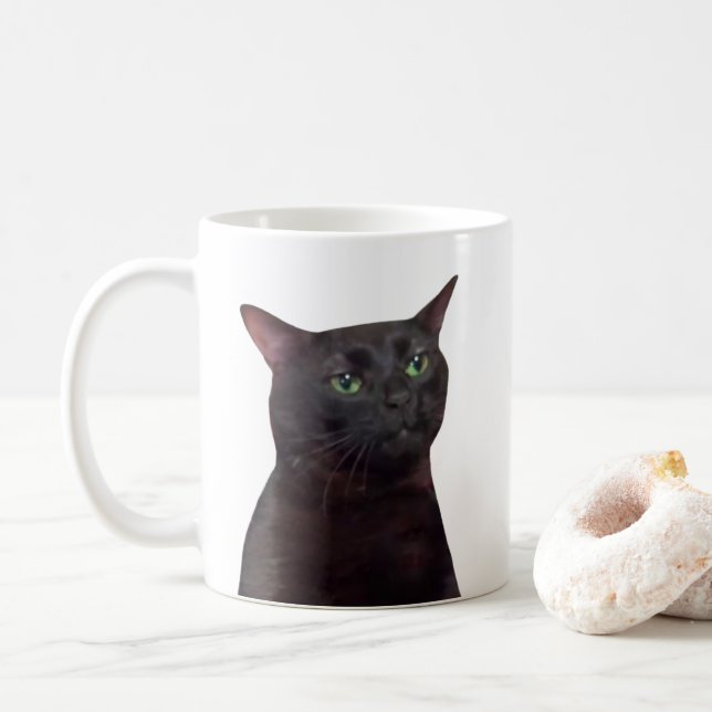 Zoned Out Cat Meme Mug Double Sided (With Donut)