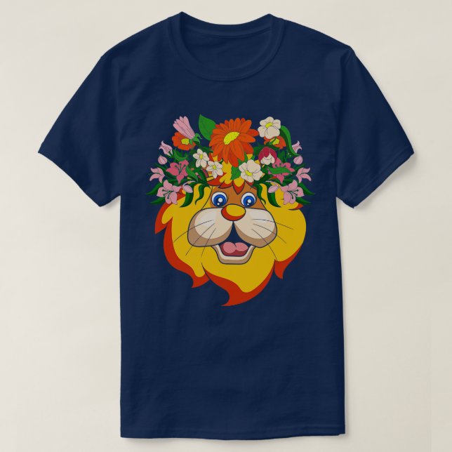 Zoo African Animal Flowers Lion T-Shirt (Design Front)