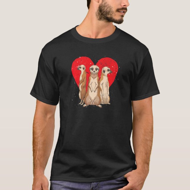 Zoo Animal  Africa Safari Heart Meerkat T-Shirt (Front)