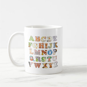 Zoo Animal Alphabet Letters ABCs Learning Coffee Mug