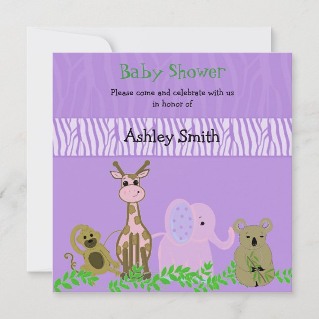 Zoo Animal Baby Shower Invitation (Front)