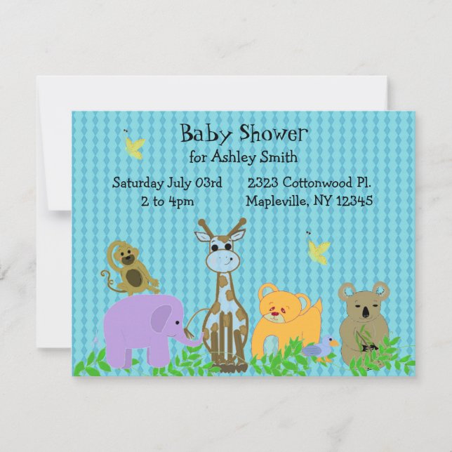 Zoo Animal Baby Shower Invitation (Front)