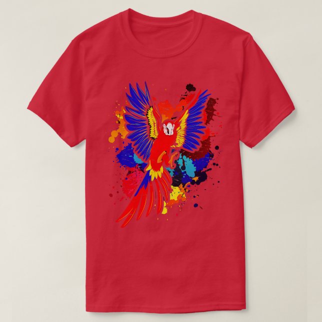 Zoo Animal Bird Macaw Colourful Parrot T-Shirt (Design Front)