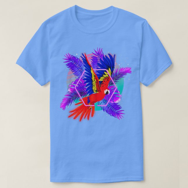 Zoo Animal Bird Vaporwave Macaw Parrot T-Shirt (Design Front)