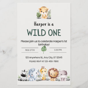 Zoo Animal Birthday Invitation  Flyer