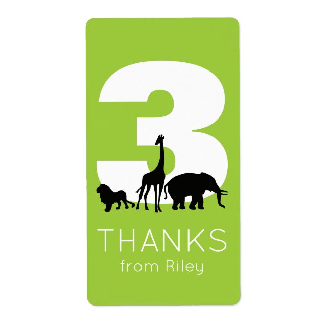 Zoo animal birthday party thank you stickers (Front)