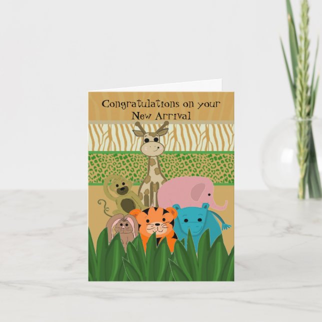 Zoo Animal New Baby congratulations Card (Front)