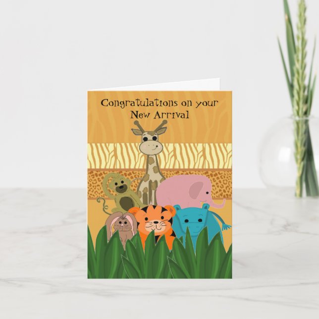 Zoo Animal New Baby Congratulations Card (Front)