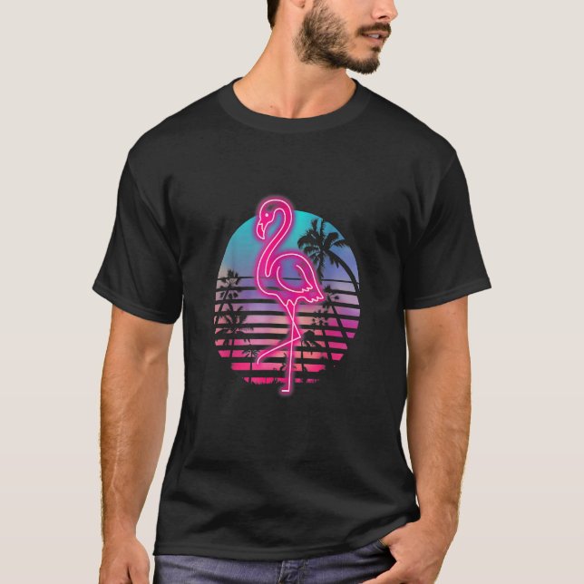 Zoo Animal Tropic Summer Sunrise Flamingo T-Shirt (Front)