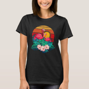 Zoo Animal Tropic Summer Sunrise Flamingo Vintage T-Shirt