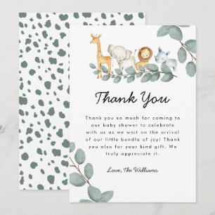 Zoo Animals Baby Shower Gender Neutral Thank You Card