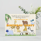Zoo Animals Birthday Party Invitation (Standing Front)