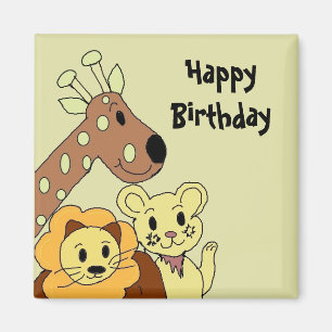 Zoo Animals Birthday Wishes Magnet