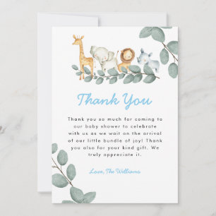 Zoo Animals Boy Baby Shower Thank You Card