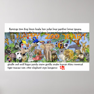 Zoo Animals Childrens Wall Art Poster Print