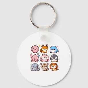 Zoo Animals Cute Cartoon Sticker Key Ring