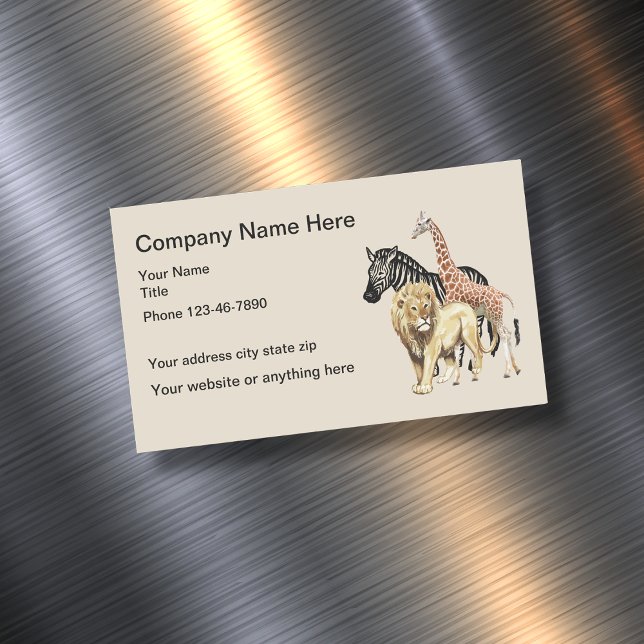 Zoo Animals Design Magnetic Business Card (Creator Uploaded)