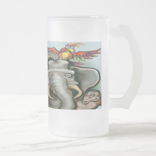 Zoo Animals Frosted Glass Beer Mug