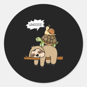 Zoo animals gift snail turtle sloth performance classic round sticker