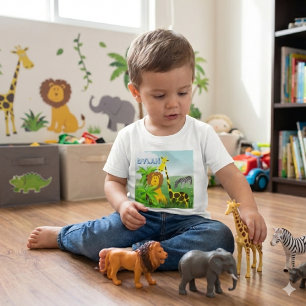 Zoo Animals Giraffe Lion Zebra  Baby T-Shirt