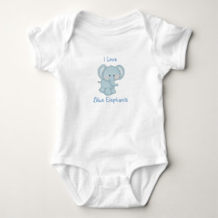 Zoo Animals - I Love Blue Elephants Baby Bodysuit