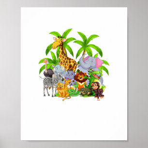 Zoo Animals Safari Wildlife Birthday Party A Day A Poster