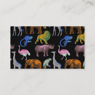 Zoo Animals Vibrant Colours Pop Art Animal Lovers Business Card