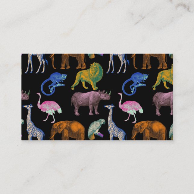 Zoo Animals Vibrant Colours Pop Art Animal Lovers Business Card (Front)