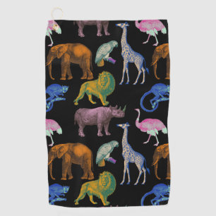 Zoo Animals Vibrant Colours Pop Art Animal Lovers Golf Towel