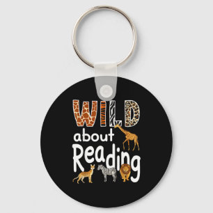Zoo animals wild about reading books reader lover key ring