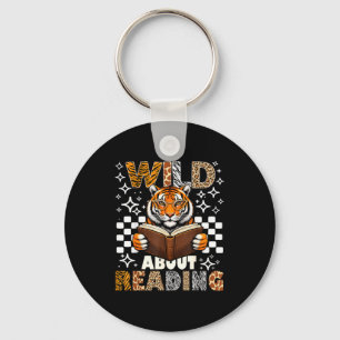 Zoo animals wild about reading books tiger boy key ring