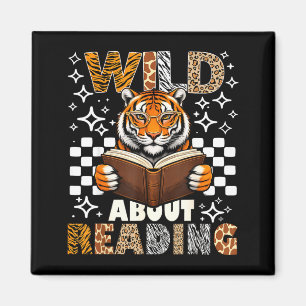 Zoo animals wild about reading books tiger boy magnet