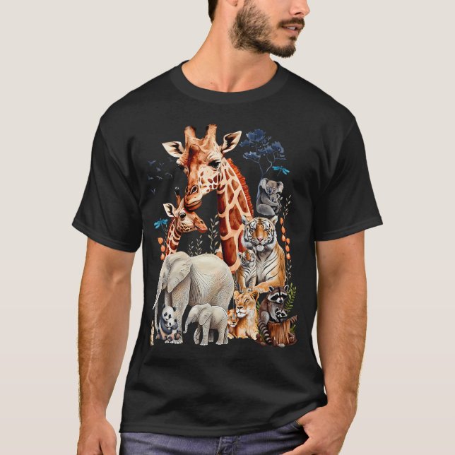 Zoo Animals Wildlife Birthday Party Animal Safari  T-Shirt (Front)