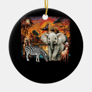 Zoo Animals Wildlife Birthday Party Wild Animal Sa Ceramic Tree Decoration