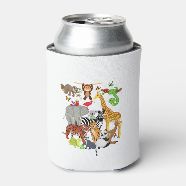 Zoo Animals Wildlife Birthday Party Zoo Day 26 Ani Can Cooler (Can Front)