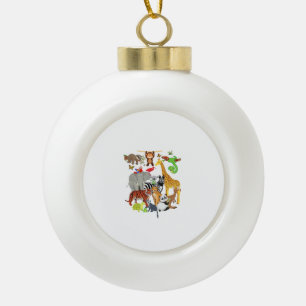 Zoo Animals Wildlife Birthday Party Zoo Day 26 Ani Ceramic Ball Christmas Ornament