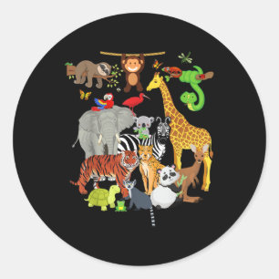 Zoo Animals Wildlife Birthday Party Zoo Day 26 Ani Classic Round Sticker