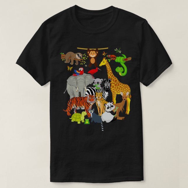 Zoo Animals Wildlife Birthday Party Zoo Day 26 Ani T-Shirt (Design Front)