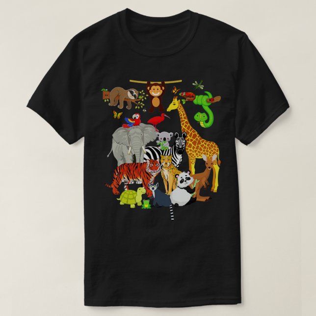 Zoo Animals Wildlife Birthday Party Zoo Day 26 Ani T-Shirt (Design Front)