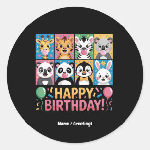 Zoo Animals Wildlife Birthday Party Zoo Day Funny Classic Round Sticker