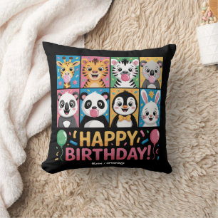 Zoo Animals Wildlife Birthday Party Zoo Day Funny Cushion