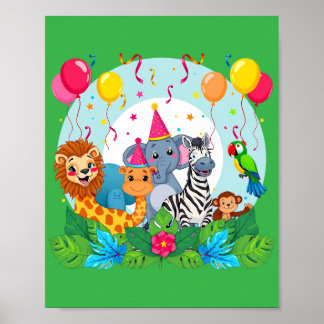Zoo Animals Wildlife Birthday - Safari Jungle Poster